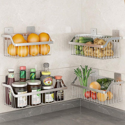 Wire Baskets, SUS304 Stainless Steel Storage Baskets, Durable Baskets for Storage Wall Mount, Hanging Wire Baskets Wall Mount Baskets for Kitchen, Bathroom, Closets - 4 Set