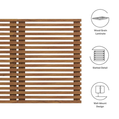 Modway Render Mid-Century Modern Wall-Mount Headboard in Walnut, Queen (U.S. Standard)