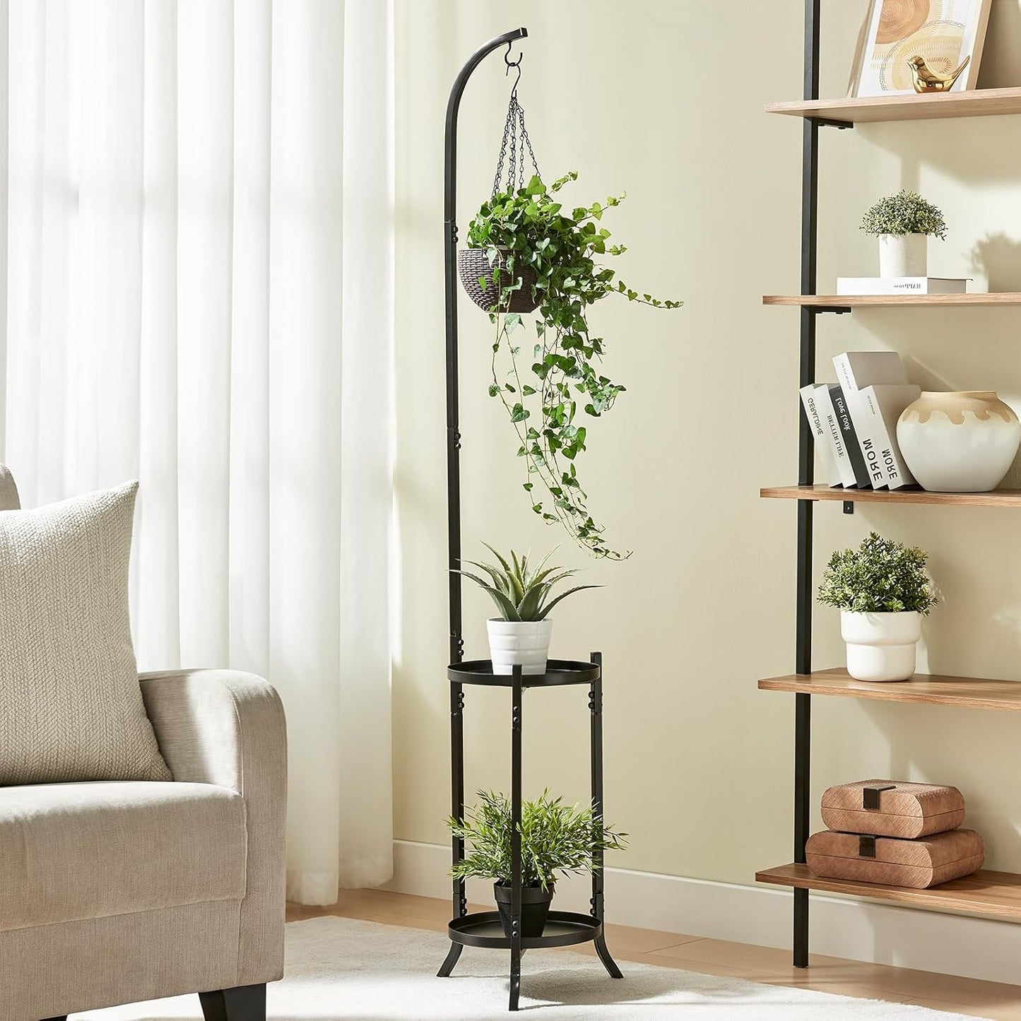 3 Tier Metal Plant Stands, Metal Corner Tall Plant Stands for Multiple Plants, Modern Flower Pot Holder Shelf Display