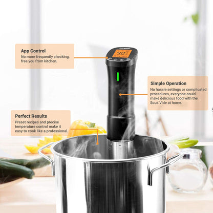 INKBIRD 2.4G Wifi Sous Vide Cooker ISV-200W, 1000W Sous Vide Machine, Remote Control Immersion Circulator with APP Recipes Timer Alarm Mobile Notification 3D Water Heating Ultra-Quiet