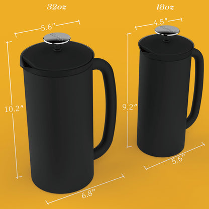 ESPRO Pro P7 French Press Stainless Steel 304 – Patented Double Walled Micro-Filter Insulated French Press Coffee Maker, Grit-Free Brew - Heat Resistant BPA Free - Matte Black (18oz)