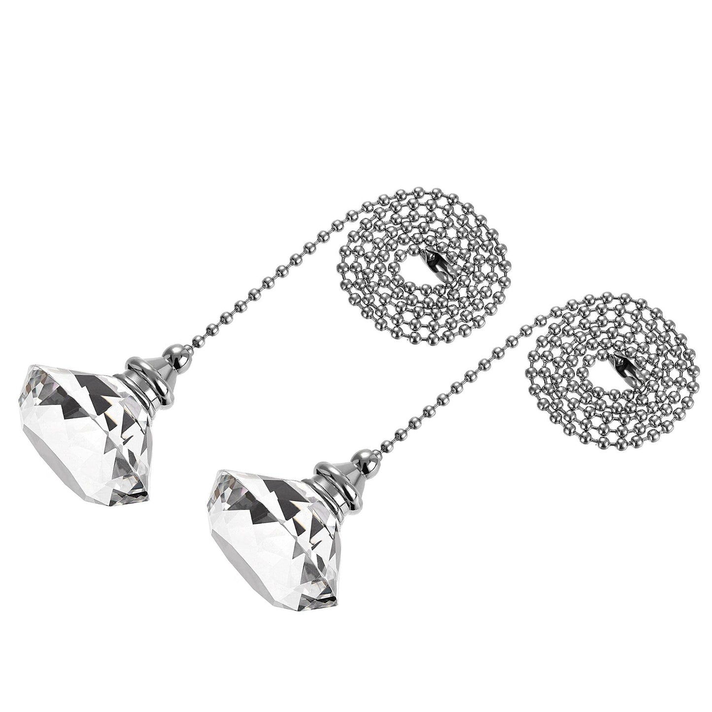 uxcell 20 Inch Ceiling Fan Pull Chain, Decorative Crystal Fan Pull Chain Ornament Extension, 3mm Diameter Beaded Diamond Pendant, Clear 2Pcs
