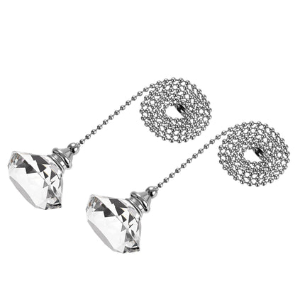 uxcell 20 Inch Ceiling Fan Pull Chain, Decorative Crystal Fan Pull Chain Ornament Extension, 3mm Diameter Beaded Diamond Pendant, Clear 2Pcs