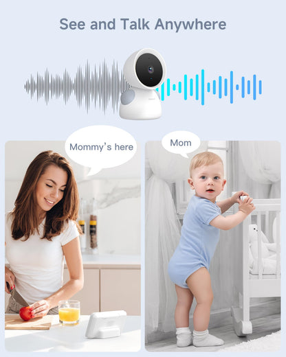 ARENTI Baby Monitor with 2 Cameras, 2K/3MP WiFi 6 Camera and Audio, 5-inch Wireless Screen, Smartphone App, Super Night Vision, Crying Detection, Auto Tracking, Temp&Humidity Sensor (D3 Set)