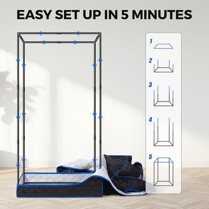 Portable Full Size Infrared Sauna for Home| One Person Spa Tent with Red Light| Personal Indoor Saunas with 660nm Red Light Therapy Lamp| Separate Heating Foot Pad and Reinforced Chair for Relaxation
