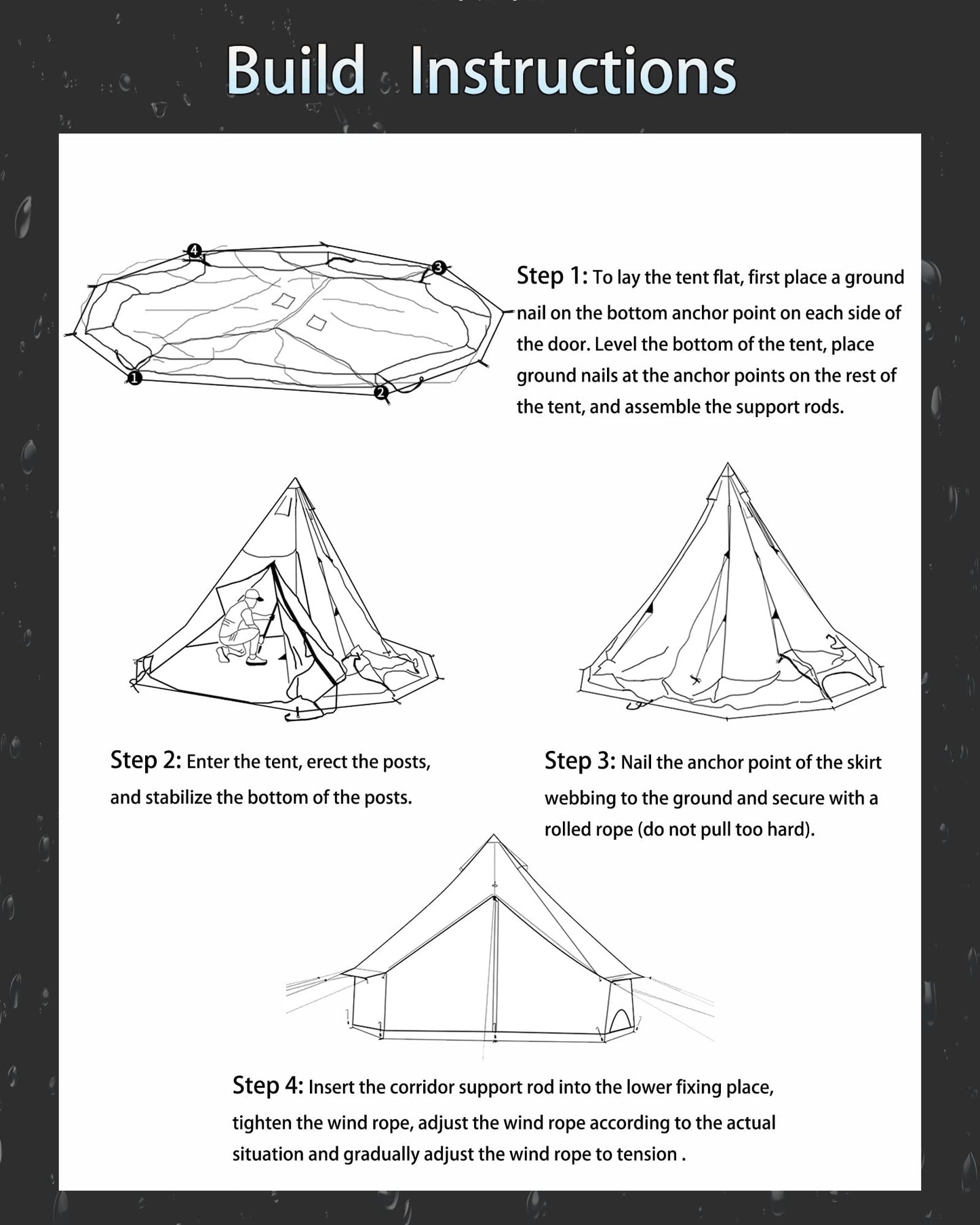 Kanggogo Canvas Tent,Bell Tent Yurt with Stove Jacks,Luxury Glamping Tent,Zipped Removable Floor for Glamping Truck Car Camping,Breathable/Windproof/Family Camping All Year Living 4/5person(Black-13')