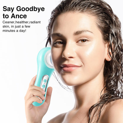 Face Scrubber Exfoliator,Facial Cleansing Brush Rechargeable IPX7 Waterproof with 5 Brush Heads,Electric Face Spin Brush for Exfoliating, Massaging and Deep Cleansing
