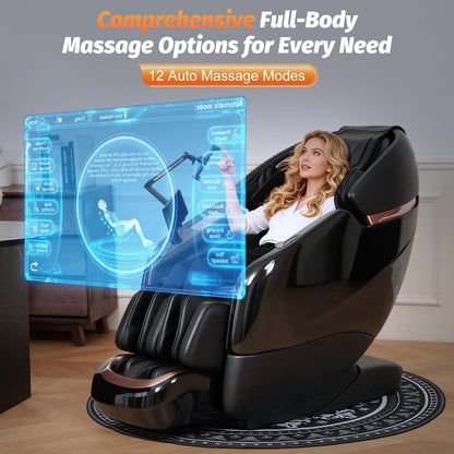 KTENTITO Massage Chair Full Body, 2026 Zero Gravity SL-Track Shiatsu Massage Chairs Recliner with AI Voice, LED Backlight Remote Control, Waist & Calf Heating, Phone Joystick and Holder, G6 Black