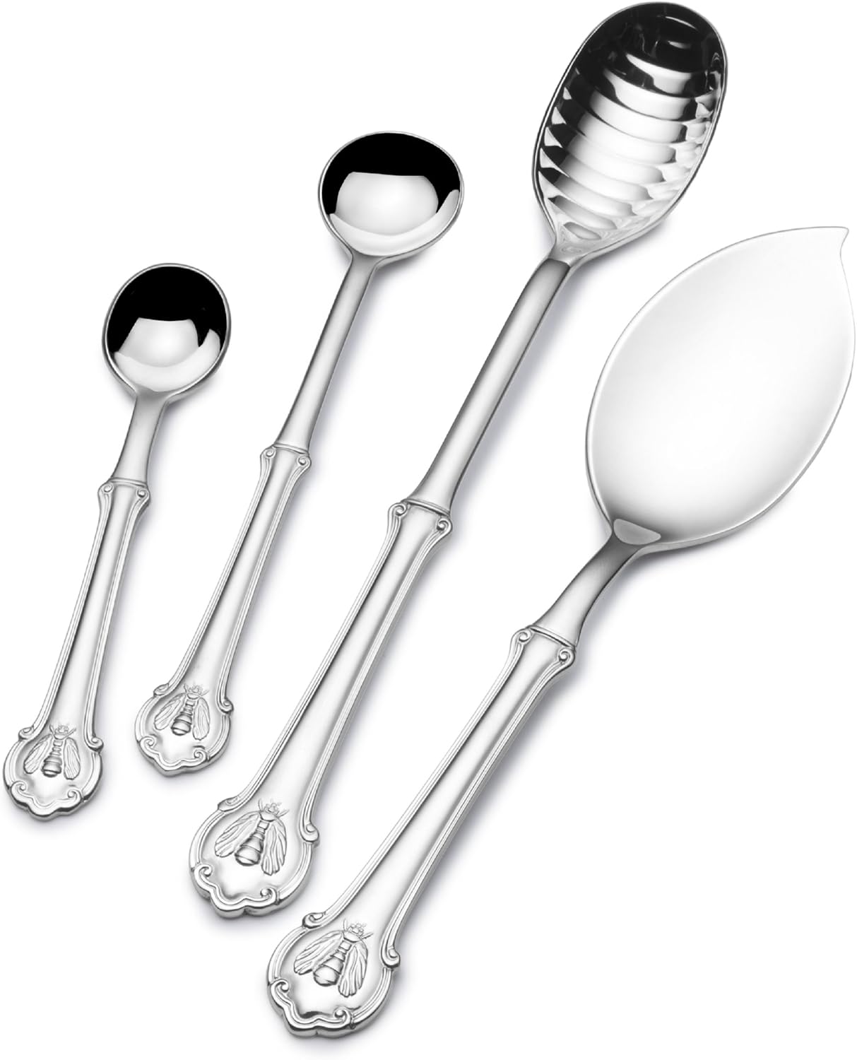 Wallace Napoleon Bee 4-Piece Assorted Spoon Set, 18/10 Stainless Steel