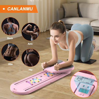 Pilates Board,Pilates Reformer Sets,Multifunctional Abdominal Pilates Board for Home Workout Equipment,Portable Foldable Ab Board Trainer Pilates Exercise Machine,Pilates Reformer Board for Women,pink