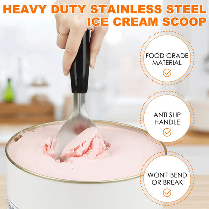 KAYCROWN 2 Pack Ice Cream Spade, Stainless Steel Ice Cream Spade Scoop with Non-Slip Handle for Hard or Creamy Ice Cream, Flat Ice Cream Paddle - Heavy Duty Strong, Durable Bend Proof, Dishwasher safe