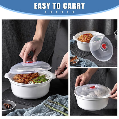 POYIPI 3 Piece Microwave Bowls with Lids Microwave Safe Bowls Microwavable Dishes for Heating Food, Dorm Kitchen Essentials, Cookware Kitchen Supplies, BPA Free