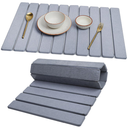 AUDRILO Kitchen Dish Drying Mat - Super Absorbent Microfiber Countertop Drainer Pad, Quick Dry Sink Mat for Dishes, Glassware & Utensils, Non-Slip Kitchen Counter Protector (Light Grey)