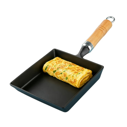 Tamagoyaki Pan, Cast Iron Japanese Omelette Pan for Breakfast, Perfect Rolled Eggs - Rectangular Egg Skillet for Gas & Induction Stovetops - Naturally Nonstick Surface When Seasoned, 7.2 x 6.1 inches