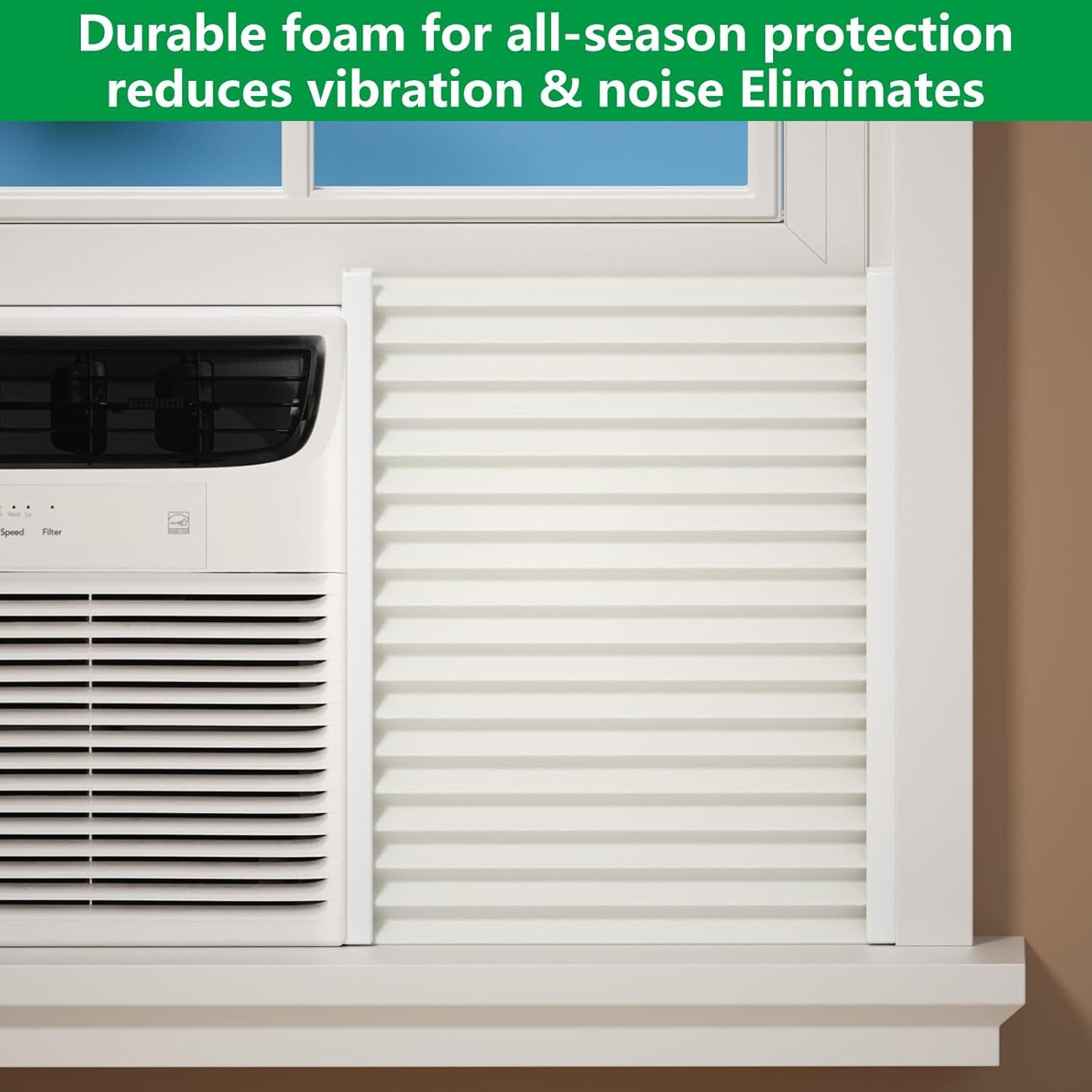 VACUUM002WHITE Window Air Conditioner Side Insulated Panel, 2PIC Insulation Panels Window Seal Kit with 4 Pressure