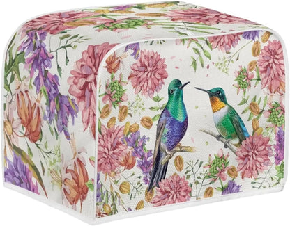 Belidome Hummingbird Pink Flower Toaster Dust Cover - 4 Slice Kitchen Appliance Protector