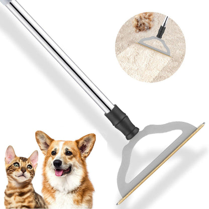 HIMODA Pet Hair Remover for Carpets, Adjustable Long Handle Carpet Rake for Dog Cat Hair Removal, Powerful Carpet Hair Removal Broom, Reusable Large Fur Scraper Tool