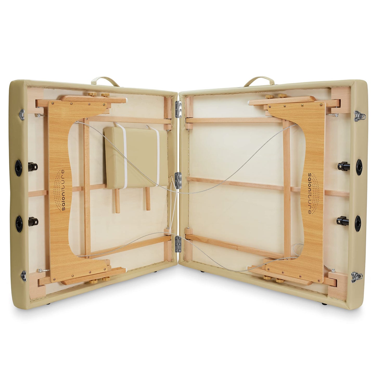 Saloniture Portable Physical Therapy Massage Table - Low to Ground Stretching Treatment Mat Platform - Cream