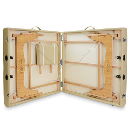 Saloniture Portable Physical Therapy Massage Table - Low to Ground Stretching Treatment Mat Platform - Cream
