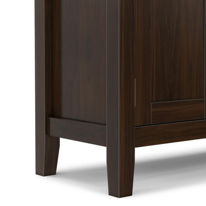 SIMPLIHOME Redmond TV Stand - 72 inch Wide Solid Wood Media Console in Brunette Brown, Transitional Entertainment Center for Living Room for TVs up to 80 Inches with Drawers and Cable Management
