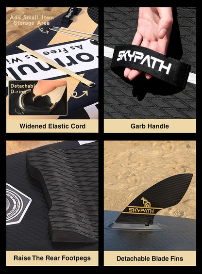 Inflatable Stand Up Paddle Board,10'6-12'6''* 30-34''Ultra-Light SUP Board,Blow Up Paddle Board, for Youth & Adults of All Skill Levels with Full Set of SUP Board Accessories (Black & Gold-F2)