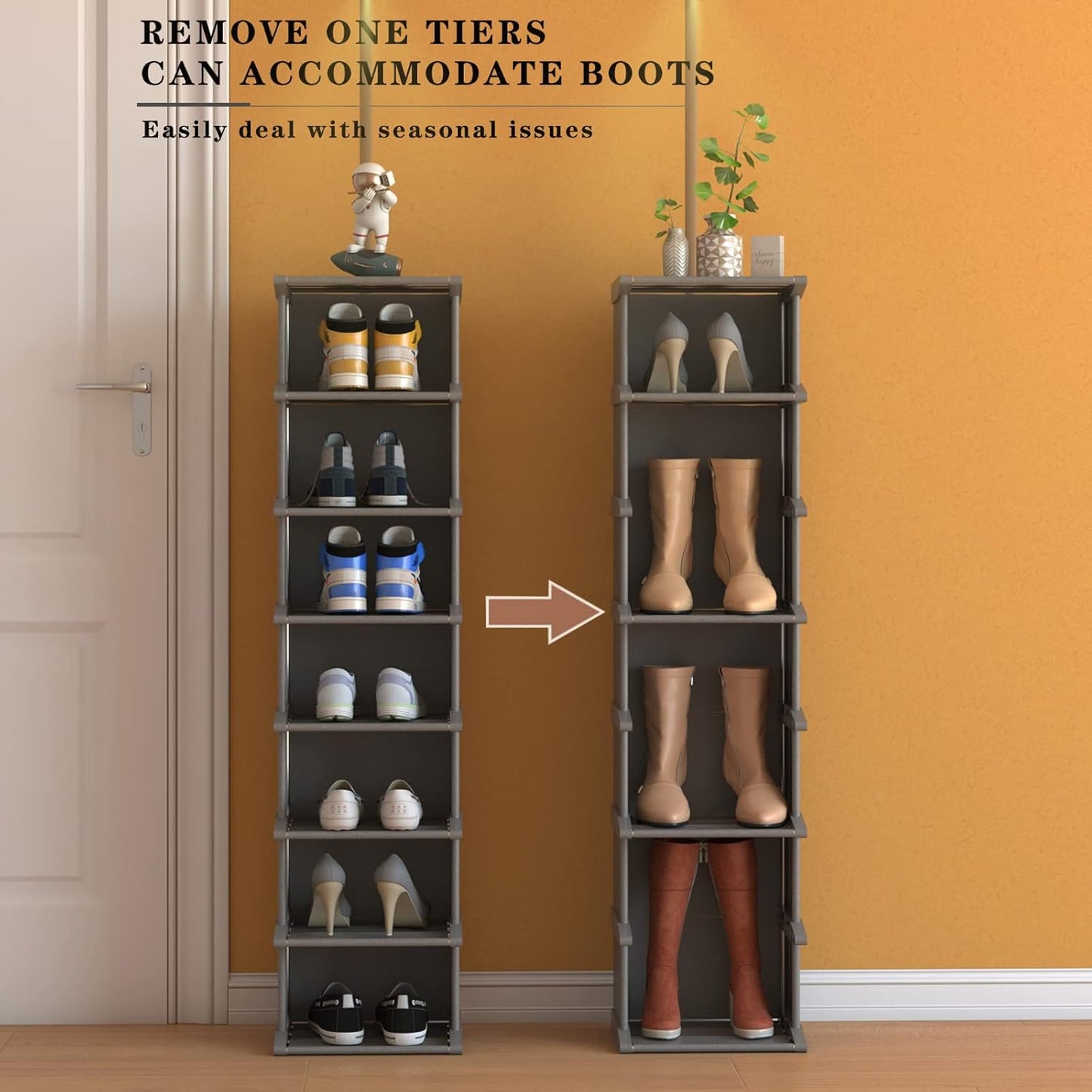 Rack12Tiers, Entryway,Hallway,Closet, AFOORD Narrow Shoe Tall Skinny Shoe Organizer, Small Space and Vertical Shoe