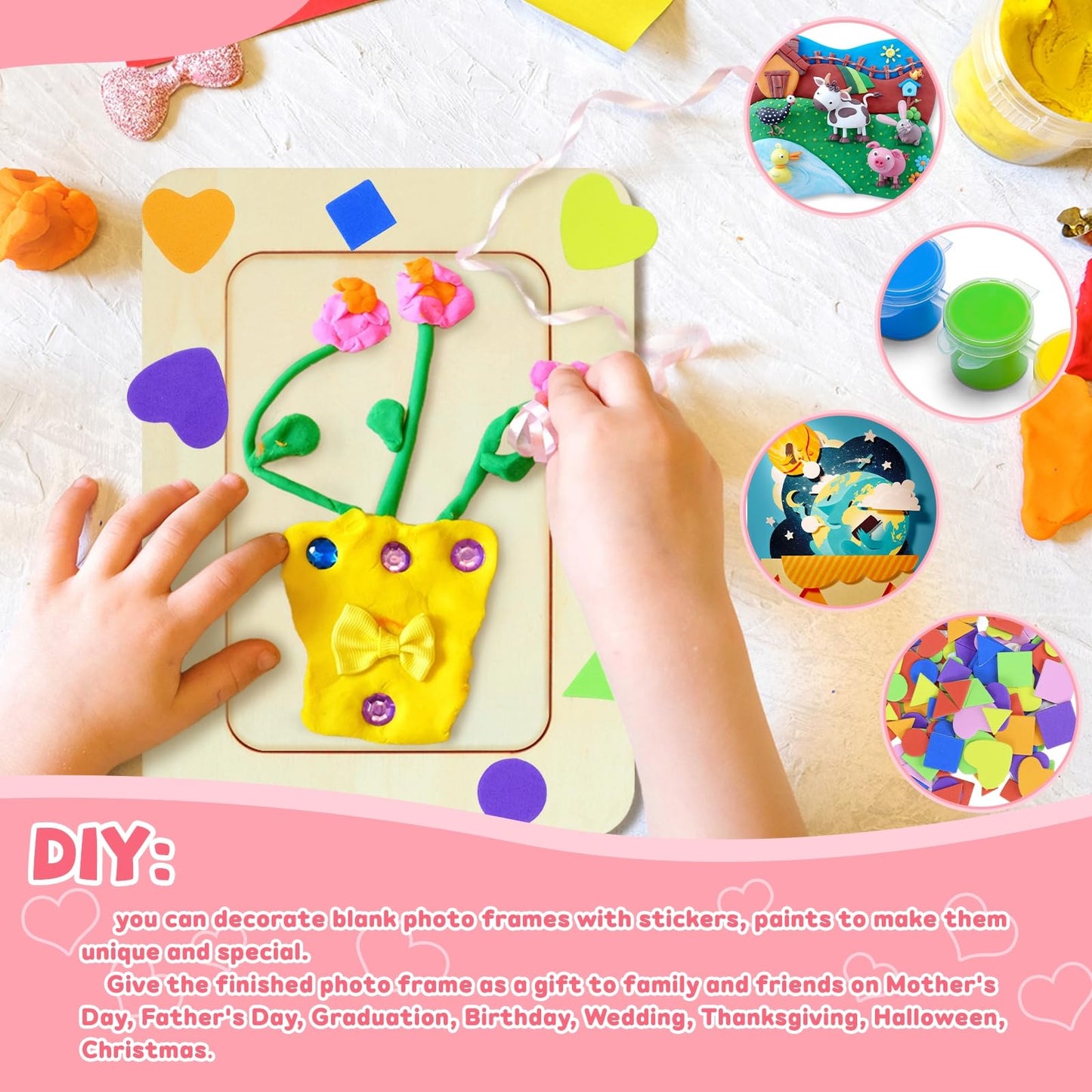 VOKOY 18 Pack Wooden Picture Frames for Crafts, DIY Wood Picture Painting Frames Kit for 4" x 6" Photos,Unfinished Standing Photo Frame DIY Wooden Craft for Art Projects Birthday Gifts