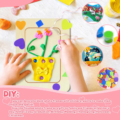 VOKOY 18 Pack Wooden Picture Frames for Crafts, DIY Wood Picture Painting Frames Kit for 4" x 6" Photos,Unfinished Standing Photo Frame DIY Wooden Craft for Art Projects Birthday Gifts