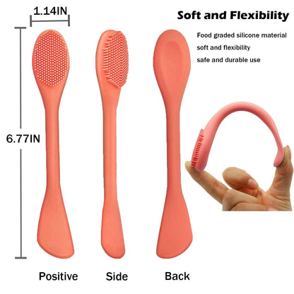 Facial Cleansing Brush, 2 in 1 Silicone Face Mask Brush & Face Scrubber, For Exfoliating, Massaging, Remove Blackheads, Makeup Skincare Removal, Applicator for Mud, Clay, Body Lotion, DIY Mask
