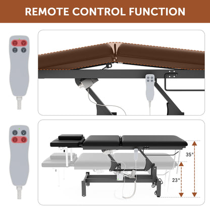 Dolonm 2 Motors Electric Massage Table, Hydraulic Electric Lift Adjustable Waist and Height Lifting Functions for Treatment, Physical Therapy, Spinal Massage, Facial Spa, Waxing, Tattooing - Black