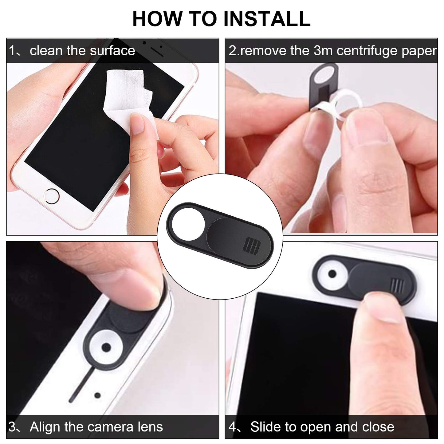 Webcam Cover,3 PCS Camera Cover Slide, Ultra-Thin Webcam Cover Slide Compatible for Laptop Desktops, MacBook, PC, Tablet, Cell Phone and more Accessories -Protect Your Privacy Security (3-Pack)