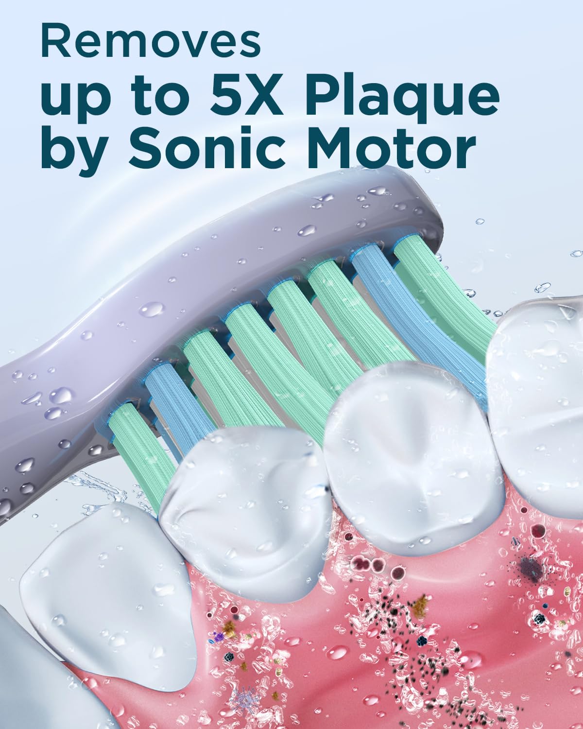Rtauys M5 Sonic Electric Toothbrush for Adults and Kids - Rechargeable Electric Toothbrush Kids Ages 12+ and Adults with 8 Brush Heads & Travel Case, 120 Days Battery Life - Pink
