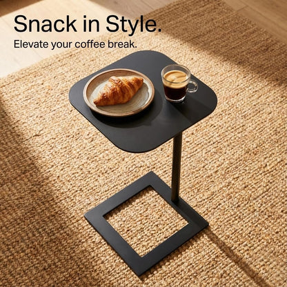 23.4" Stable C Table End Table, Tall C Shaped Side Table That Slides Under Sofa, Slim Under Couch Table, Modern