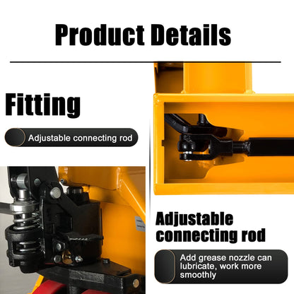 APOLLO Manual Pallet Jack 6600lbs Capacity Integrated Pump 7.3" Lifting Hieght Hand Pallet Truck 27" W x 48" L Fork Size