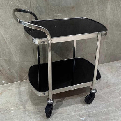Shelf Modern Luxury Bar Carts Service Carts Kitchen Carts Cart for Wine Racks with Wheels 2 Tier Rolling Carts, Stainless Steel Mirror, for Kitchen, Dining and Parties E