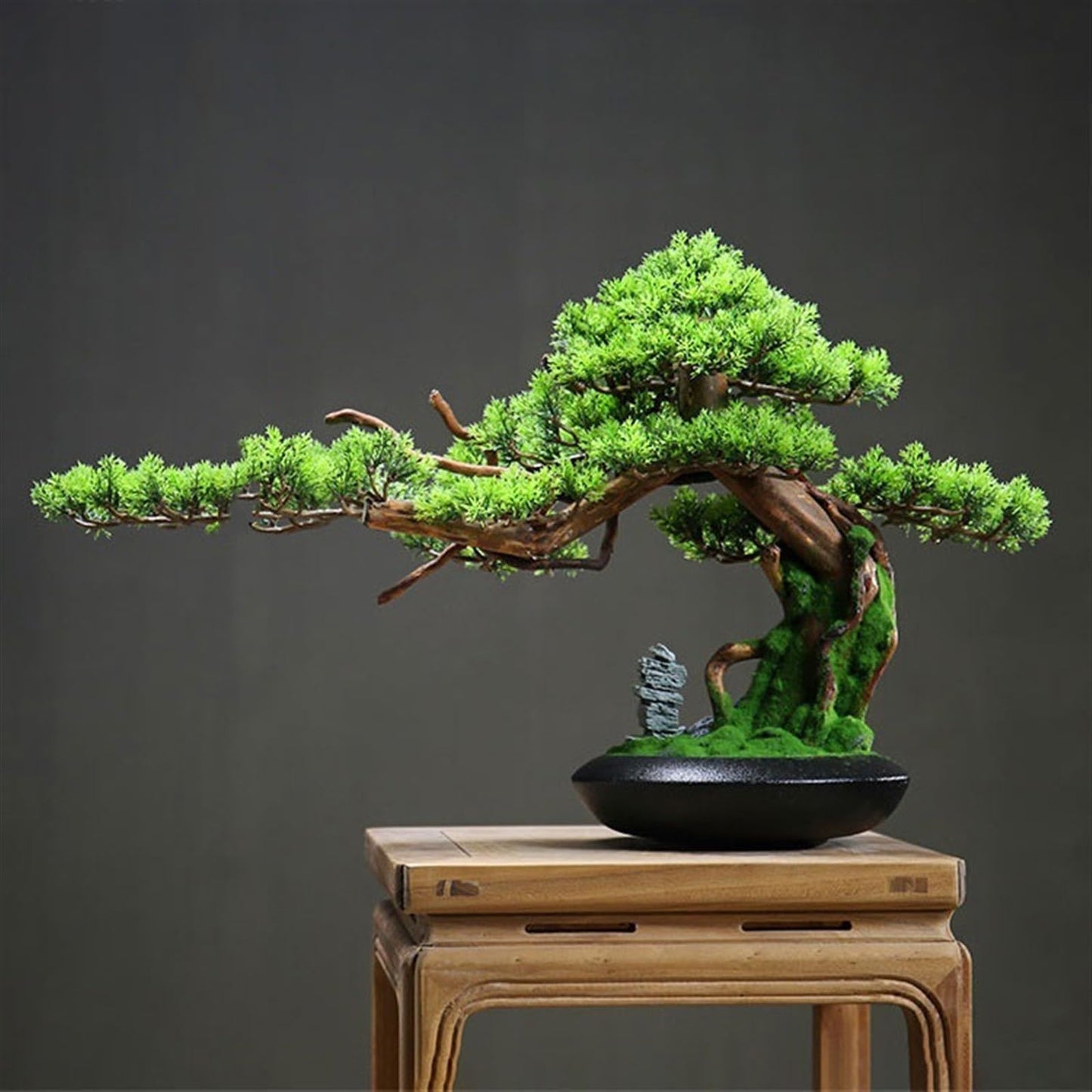 XJOYSL7921 Artificial Bonsai Chinese Light Luxury Simulation Tree Office Landscaping Hotel Wood Root Carving Ornaments Entrance Cabinet Decorations for Home Office
