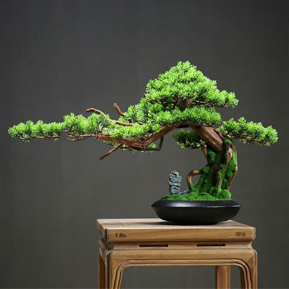 XJOYSL7921 Artificial Bonsai Chinese Light Luxury Simulation Tree Office Landscaping Hotel Wood Root Carving Ornaments Entrance Cabinet Decorations for Home Office