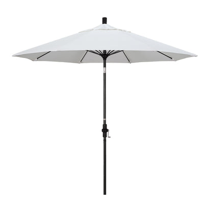 California Umbrella 9' Round Crank Lift, Collar Tilt, Aluminum Pole, Fiberglass Rib Patio Umbrella, Black Finish, Sunbrella Natural