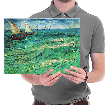 Wieco Art Sailing Boats Large Modern Gallery Wrapped Seascape Giclee Canvas Prints of Van Gogh Famous Oil Paintings Reproduction Pictures on Canvas Wall Art for Living Room Bedroom Home Decorations