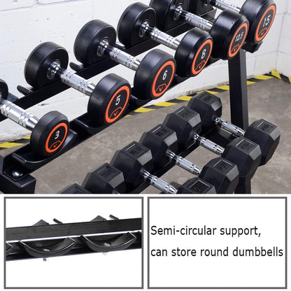 EliteBloom Black Steel Dumbbell Rack, 2-Tier Horizontal Dumbbell Weight Storage Rack, Dumbbell Rack Stand, Free Weight Stand, Perfect For Home, Garage, And Commercial Gyms