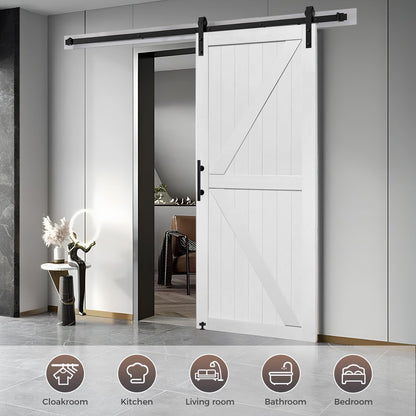S&Z TOPHAND® 54in x 96in MDF Barn Door with 10FT Sliding Door Hardware Kit,Solid Barn Door Slab Covered with Water-Proof PVC Surface