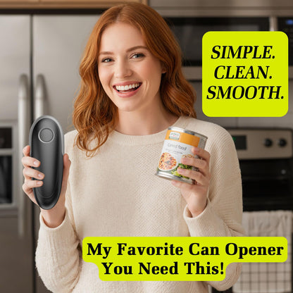 Electric Can Opener, One-Touch Automatic Can Opener for Seniors with Arthritis, Smooth Edge, Hands-Free, Battery Powered, Portable & Compact, Food Safe Electric Can Openers for Kitchen (Gray)