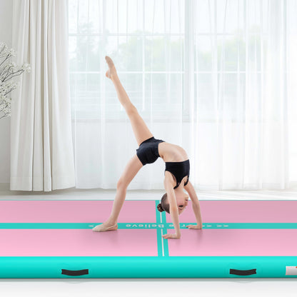 FINCOME Inflatable Gymnastics Mat Air Tumble Track Mats 10/13/16/20ft Training Mats for Home Use Air Mat with Pump 4”/6” Thick for Cheerleading/Yoga/Parkour/Beach/Park/Water