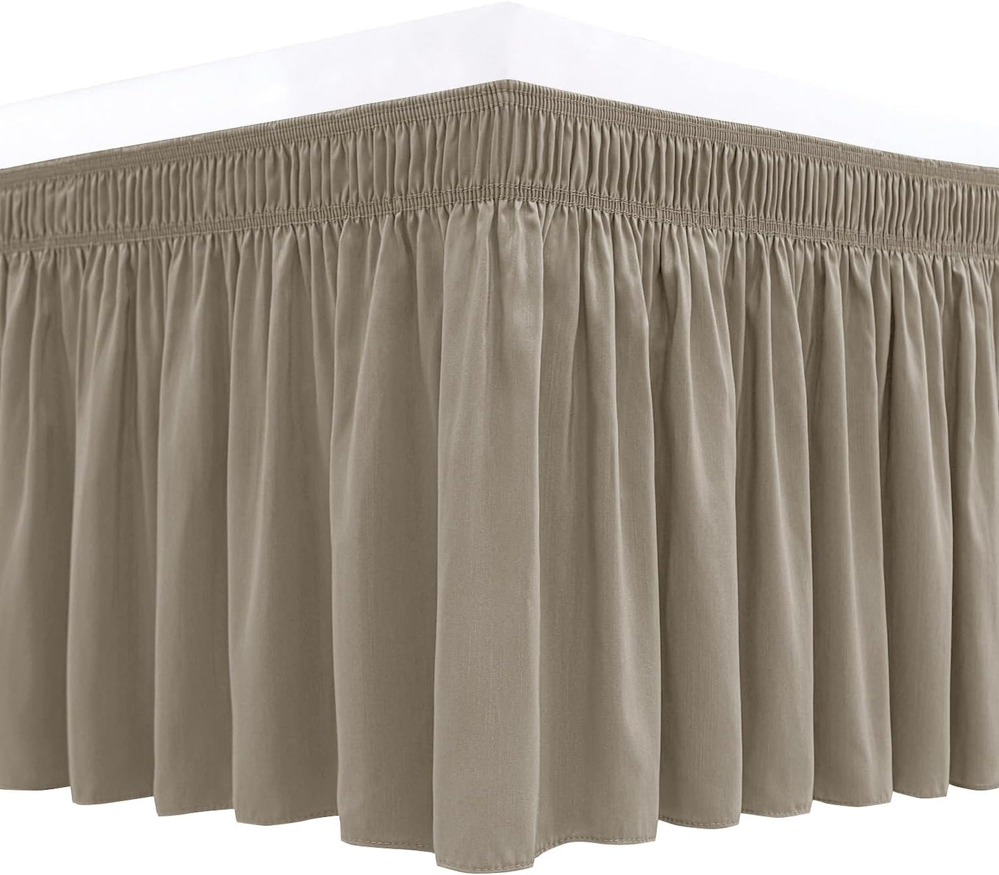 Biscaynebay Wrap Around Bed Skirts for Full & Full XL Beds, 15" Drop, Taupe