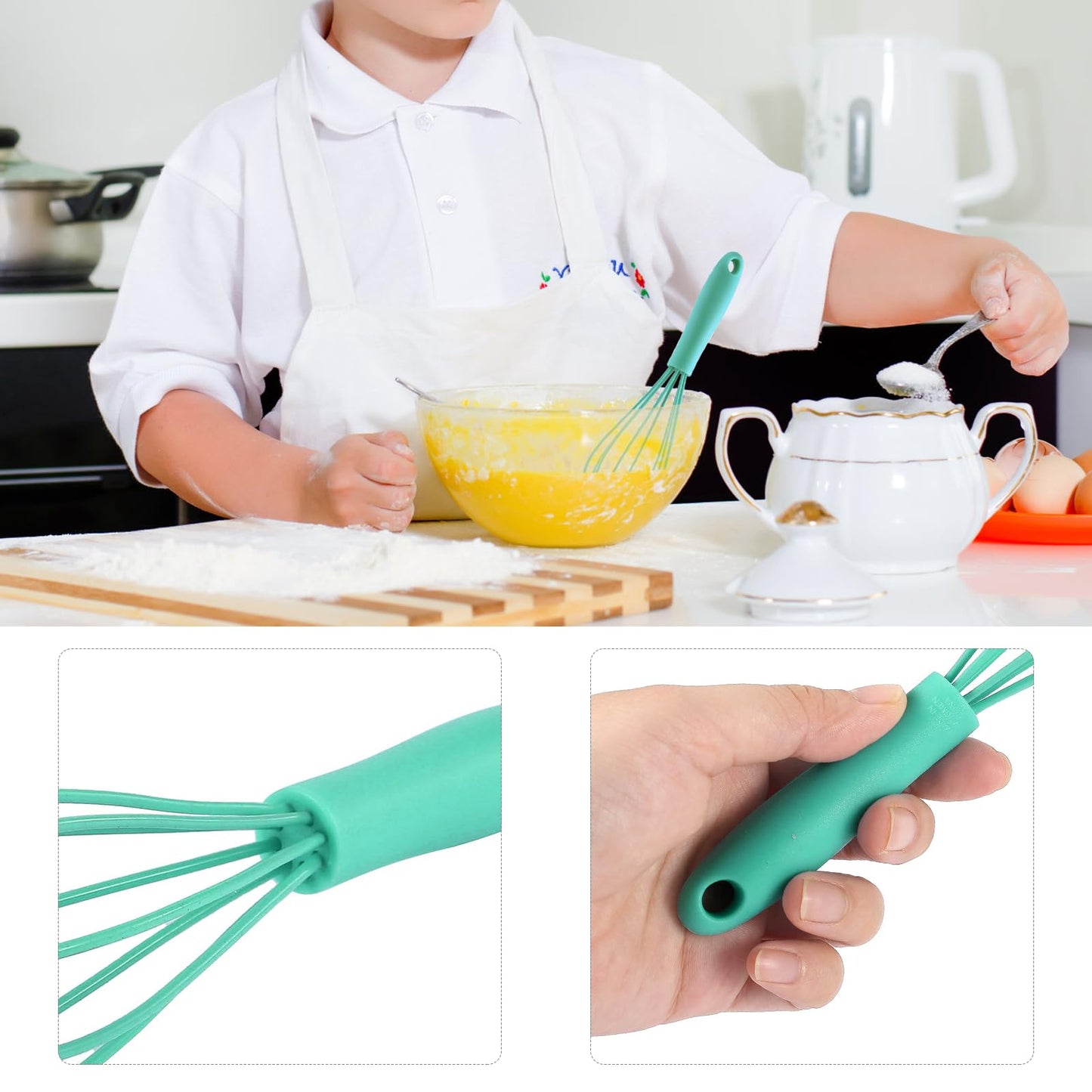 LAPXSNZD 10-Piece Mini Multicolor Silicone Whisks, Non-Stick, Heat-Resistant Up to 500°F, Perfect for Mixing, Whisking, Stirring, Baking