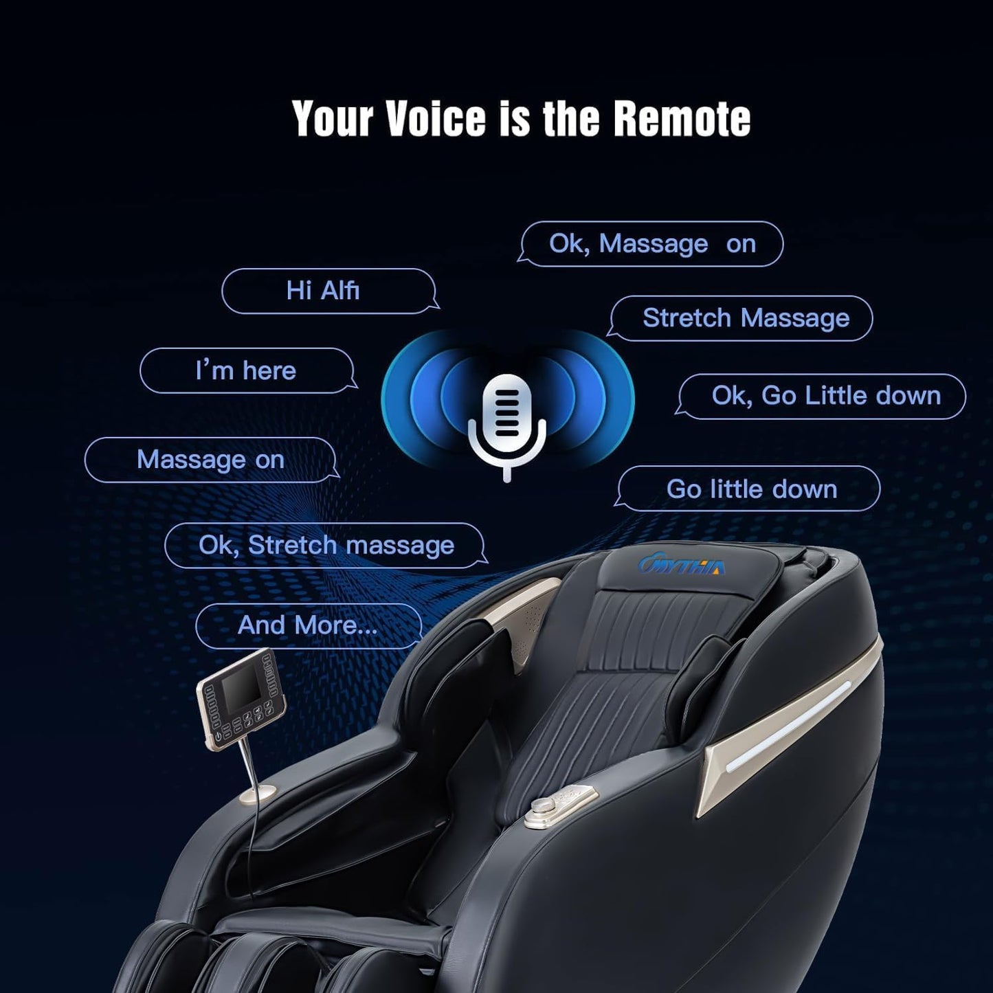 MYTHIA 2026 Full Body Massage Chair for After Work Recovery - Zero Gravity Recliner up to 165°with SL Track, Heat Therapy, Bluetooth & USB Charging Port (MD906-Black)