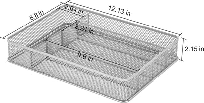TQVAI Silverware Organizer, 5 Slots Non-Slip Mesh Kitchen Drawer Organizer, Metal Cutlery Holder