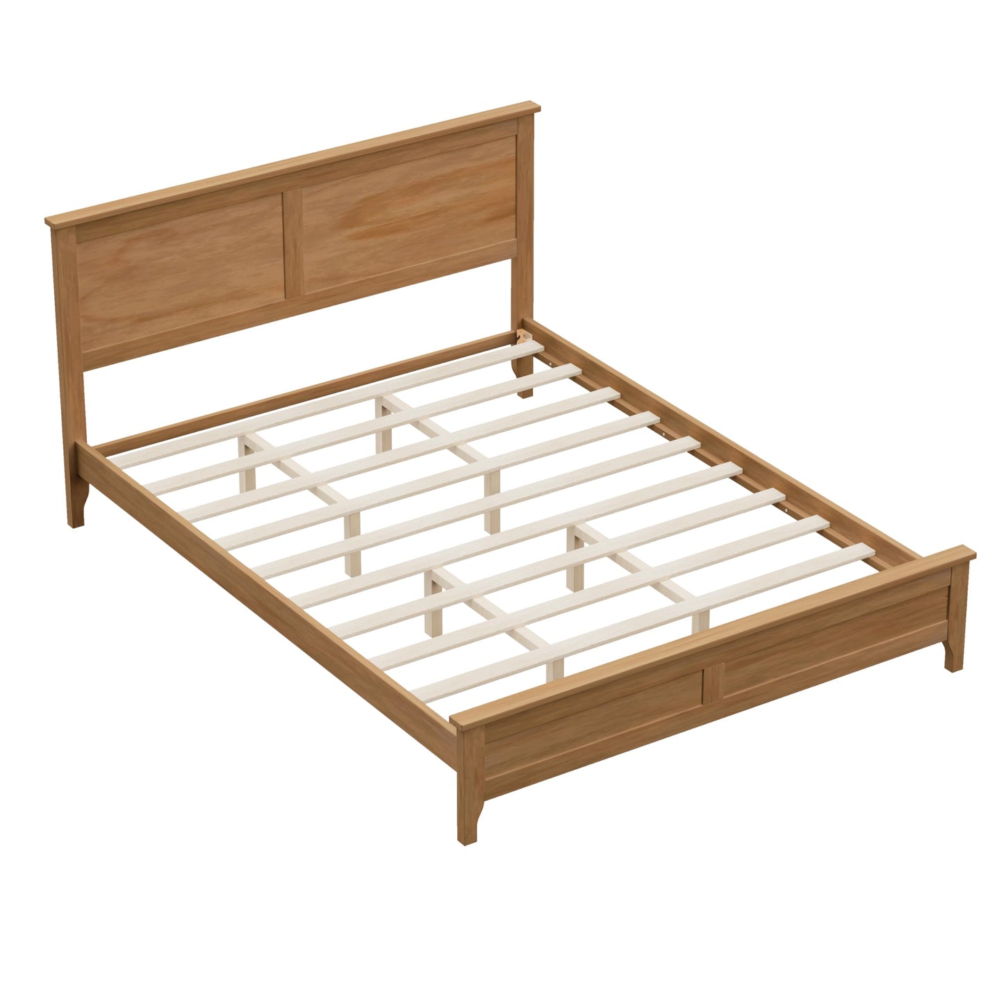 Merax Modern Solid Wood Queen Size Platform Bed with Headboard,No Box Spring Needed,Easy Assembly,Natural