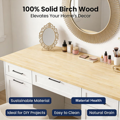 6ft Butcher Block Countertop–72" x 25" Solid Birch Wood DIY Countertop, Durable Counter Table Tops for Kitchen Island, Bar, Workshop, Laundry Counters Dining Room Tables 1.5" Thick Unfinished