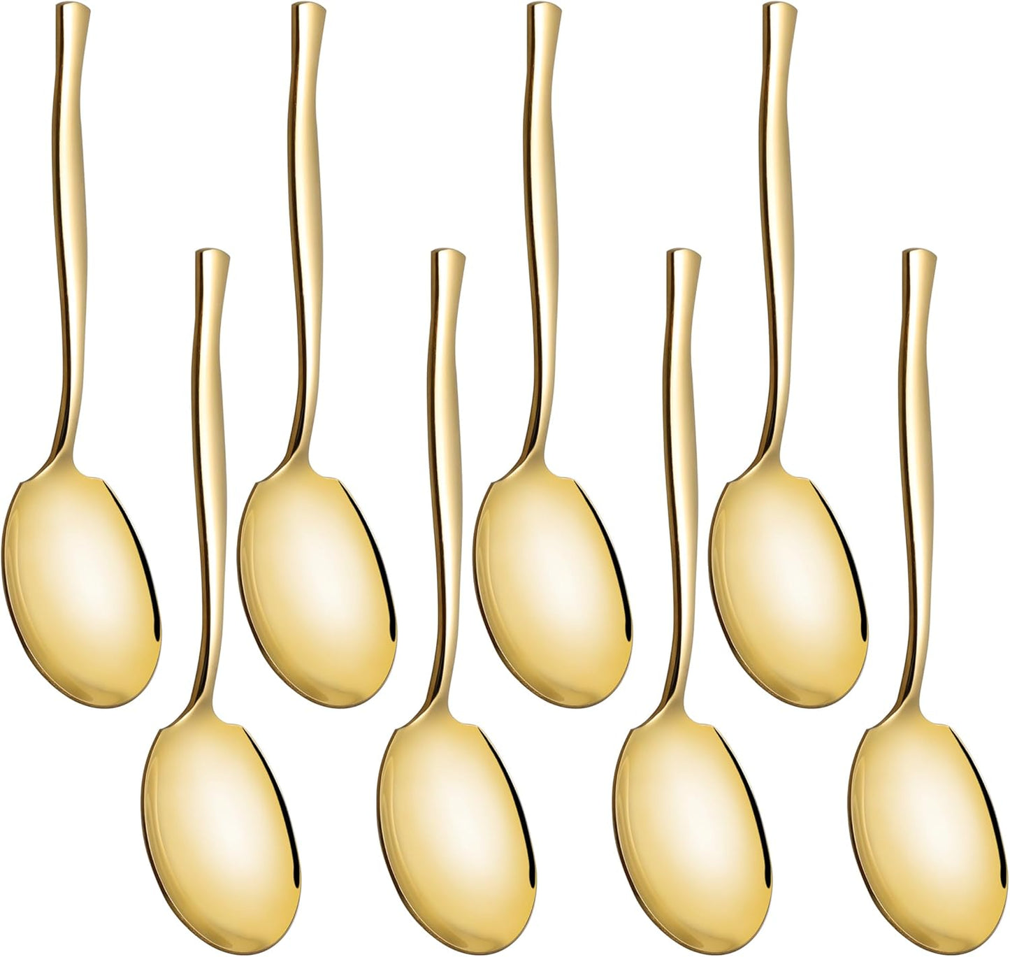 Stainless Steel Serving Spoons, Large Gold Serving Spoons Set of 8 for Catering